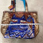 Laurel Burch Artistic Cat Tote Blue Photo 2