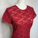 Josephine Chaus  Sheer Lace Top Velvet Trim Women’s Size Medium Photo 1