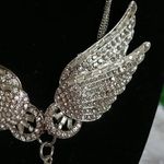 Silver and Crystal Angel Wings Necklace Set Photo 2