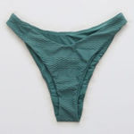 Aerie NWT  Jacquard Super High Cut Cheekiest Bikini Bottom Women's Gatsby Green M Photo 0