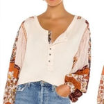Free People NEW  Vintage Combo Light Magic Henley Blouse Small Photo 0