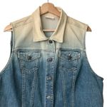 Chico's  Denim Boho Fringe Cowgirl Vest Womens L Button Down 3 Pocket Blue Jacket Photo 3