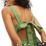 ASOS DESIGN linen look tie back cropped jumpsuit green Photo 1