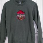 Book Mushroom Olive Green Embroidered Crewneck Womens Sweatshirt Size Small Fall Photo 0