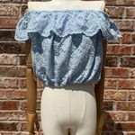 Streetwear Society  Blue Ruffled Crop Top Photo 0