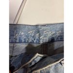We The Free People Jeans Sz 28 Blue Straight Leg High Rise Raw Hem Boho Festival Photo 4