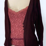 Rafaella Burgundy cardigan with lace top and button detailing  S Photo 0