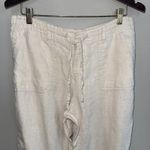 Liz Claiborne Lizwear By 100% Linen Cropped Pants Sz 12 Beige Cream Pockets Photo 1