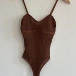 SKIMS Sheer Knit Cami Bodysuit in Bison, Size Small Photo 4