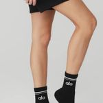 Alo Yoga Unisex Half-Crew Throwback Sock - Black/White Photo 1