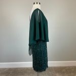 JKara Sequined Chiffon Caped Mini Sheath Cocktail Party Dress Green Size 6 Photo 2