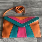 Orange and Pink Chevron Clutch with Geometric Design Photo 1