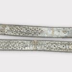 Silver Leather Rodeo Embellished Belt with Snakeskin Pattern and Silver Buckle Photo 1