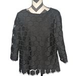 Talbots RSVP by L Black Geometric Honeycomb Lace Blouse Photo 0