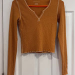 American Eagle Long Sleeve Thermal Henley Crop Top Orange Size XS Photo 0
