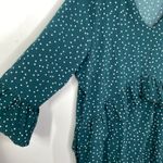 Green White Polka Dot Keyhole Mock Neck Ruffle Mini Dress Women's Size Large L Photo 3