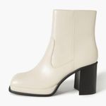 Forever 21 Faux Leather Cream Square-Toe Booties Photo 1