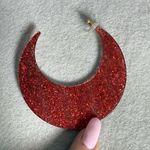 SugarFix By Baublebar C Hoop Earrings Red Sparkly Women Fashion Holiday Jewelry Photo 3