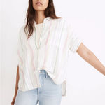 Madewell Plus Linen-Blend Daily Shirt in Rainbow Stripe Size 1X Photo 0