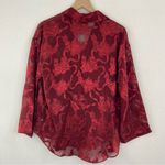 Victoria's Secret Vintage 80s Victoria Secret Red Pajama Set Small Sheer Metallic Floral Jacquard Photo 2