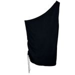 Cotton by Autumn Cashmere Black Italian Yarn Spun One Shoulder Ruched Top Sz M Size M Photo 6