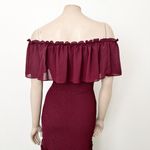 Baltic Born [] Maroon Amalfi Smocked Off The Shoulder Ruffle Maxi Dress Sz Medium Photo 4