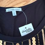 Charlotte Russe Vintage  Black Sequined Short Sleeve Top Small NWT Photo 2