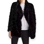 ZARA π Shiny Faux Fur Draped Front Cuddly Soft Teddy Coat π Black π Medium Photo 0
