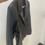 H&M CROPPED COATED BLAZER Black Faux Leather. Photo 9