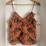 ZARA NWT LIMITED EDITION Embroidered Sequin Beaded Ruffled Top Sz Medium Photo 5