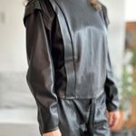 ZARA  Ruffled Faux Leather Long Sleeve Top Black Size S NEW Photo 1