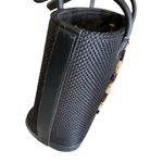 Black Woven Structured Wooden Daisy with Beading African Tote Bag Photo 4