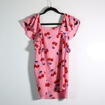 Kate Spade NEW Cherry Fruit Toss Flutter Top Print Pattern Crepe Blouse Pink L Photo 3