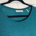 Sandro  teal linen black lace inset long sleeve tee Photo 1