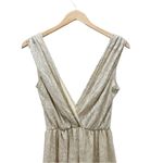 Lulus  All that Shimmers is Gold Light Gold Maxi Plunging Neck Dress Size XS Photo 5