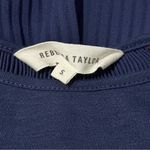 Rebecca Taylor Women’s Size S Navy Blue Short Sleeve Pleated Back Top Blouse Photo 4