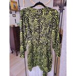 Rent the runway size 4 low cut ronny kobo zebra print green dress ruffle animal Photo 5