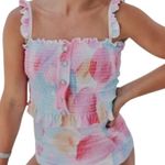 Rad Swim Betsy medium smocked ruffle tankini swim top SW2 2964 Blue Photo 0