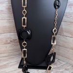 Vintage Necklace Extra Long Geometric Black & Gold Tone Photo 1