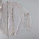 Free People Pink Shimmers And Stripe Slouchy Button Up Shirt Women's Size M -GUC Photo 9