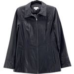 Denim‎ And Co Womens Jacket Size Small Genuine Leather Quilted Business Career Black Photo 0