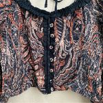 Free People Dare Me Tie Back Velvet Blouse Long Sleeve in Black Combo Size M Photo 8