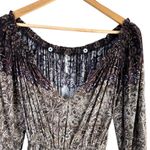 Free People  So Divine Off The Shoulder Romper in Brown Cream Paisley Print, XS‎ Photo 2