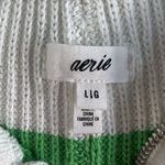 Aerie L Large Oversized Beyond Quarter Zip Sweater Knit Polo Green Stripe Womens Photo 6