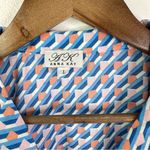 Anna Kay Geometric Print Long Sleeve Button Up Pajama Top Blue Size L Size L Photo 4