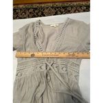 Rebellion Again Kimono Maxi Dress Beige Lace Trim Tie Waist Long Sleeve size 2 Tan Photo 5