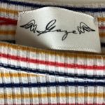 Multicolored stripes short sleeves cropped top woman’s size small Red Photo 3