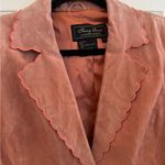 Vintage Terri Lewis Genuine Leather Scalloped Edge Jacket Pink Medium Photo 3