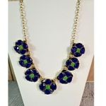 EUC Kate Spade Izu Blue Green Faceted Stone Floral Flower Statement Necklace Photo 2
