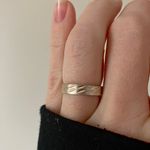 Silver Diamond Cut Band “Amana” Minimal Vintage Ring Satin Neutral Stacking Jewelry Photo 3